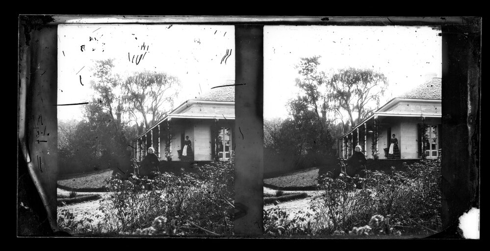 Stone House with French Windows and Garden, Possibly Kurrajong
