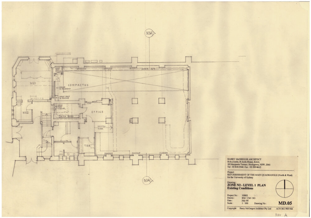Main Quadrangle - North and West Refurbishment - Zone N3, Level 1 Existing Conditions