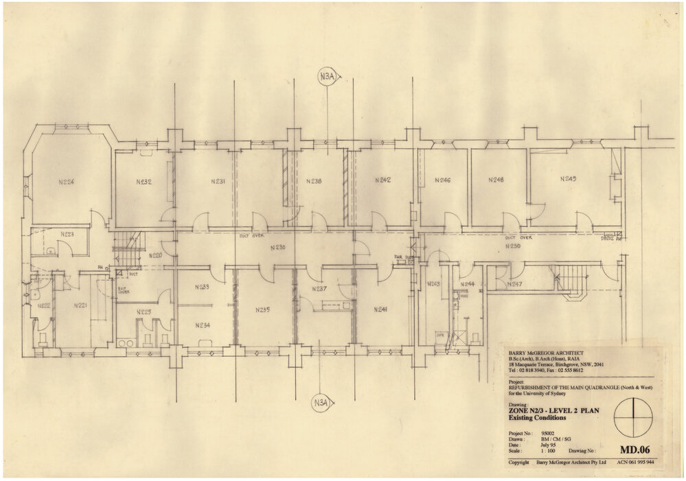 Main Quadrangle - North and West Refurbishment - Zone N2/N3, Level 2 Existing Conditions