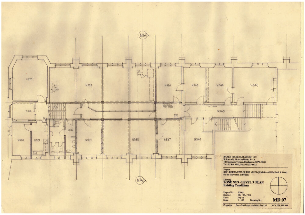 Main Quadrangle - North and West Refurbishment - Zone N2/N3, Level 3 Existing Conditions