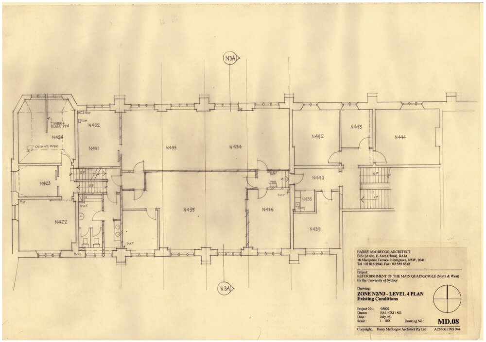 Main Quadrangle - North and West Refurbishment - Zone N2/N3, Level 4 Existing Conditions