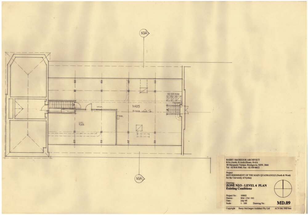 Main Quadrangle - North and West Refurbishment - Zone N2/N3, Level 6 Existing Conditions