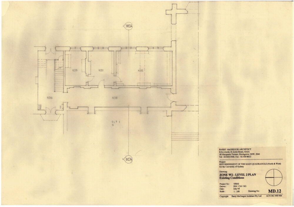 Main Quadrangle - North and West Refurbishment - Zone W2, Level 2 Existing Conditions