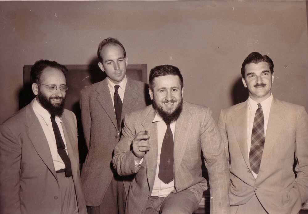 Professor Harry Messel with the "Three Musketeers" JM Blatt, R Schafroth and ST Butler