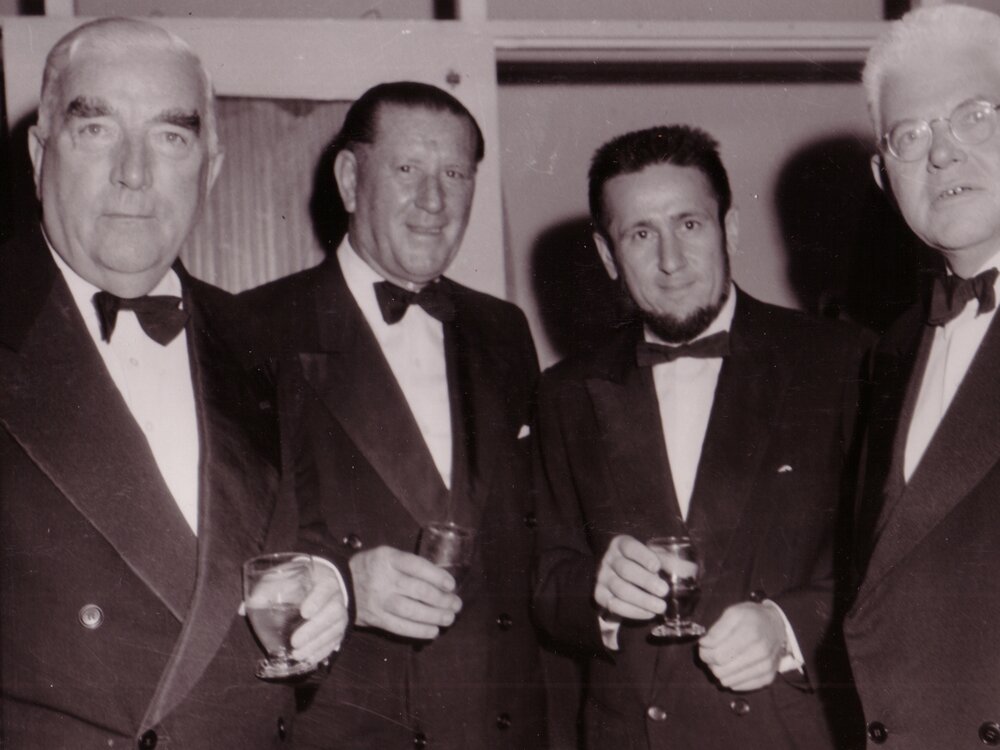 5th Annual Nuclear Research Foundation Dinner - Prime Minister RG Menzies, James N Kirby and Professors Harry Messel and Sir Mark Oliphant