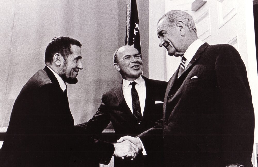 Dr Donald F Hornig Introducing Professor Harry Messel to President Johnson