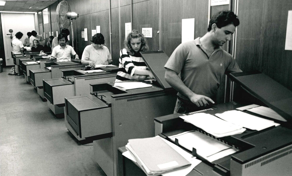 Students Photocopying in the Fisher Library