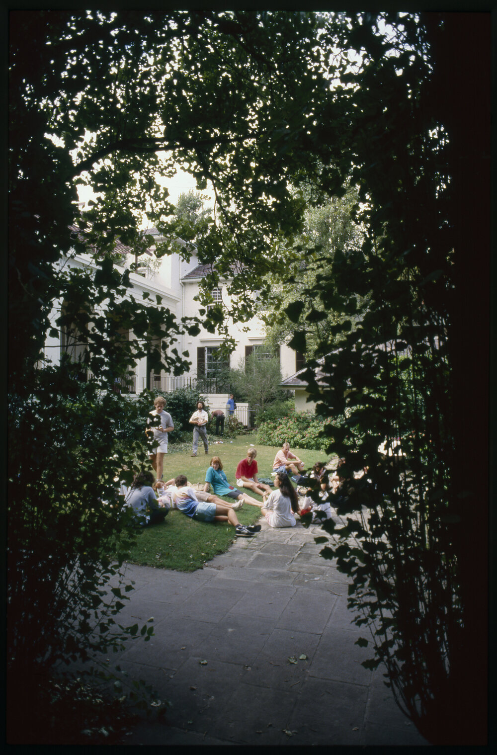 Sci-Chemistry Students Relaxing Outside Holme Building