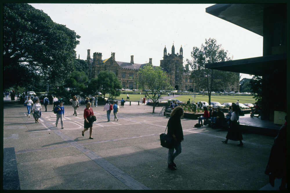 Students Between Lectures at Fisher Library