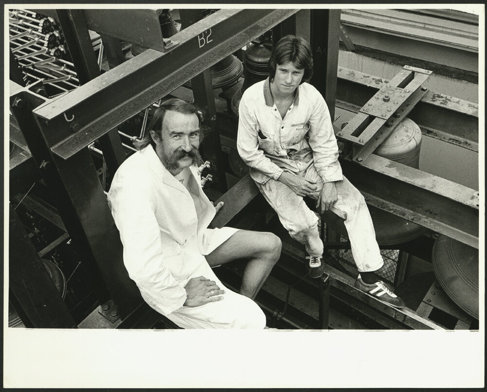 Trevor Sutton and Ian Barber Installing the Rebuilt Carillon