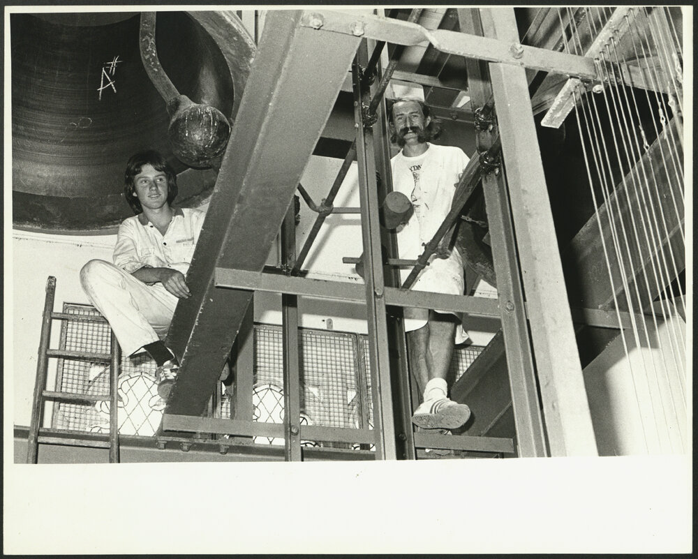 Trevor Sutton and Ian Barber Installing the Rebuilt Carillon