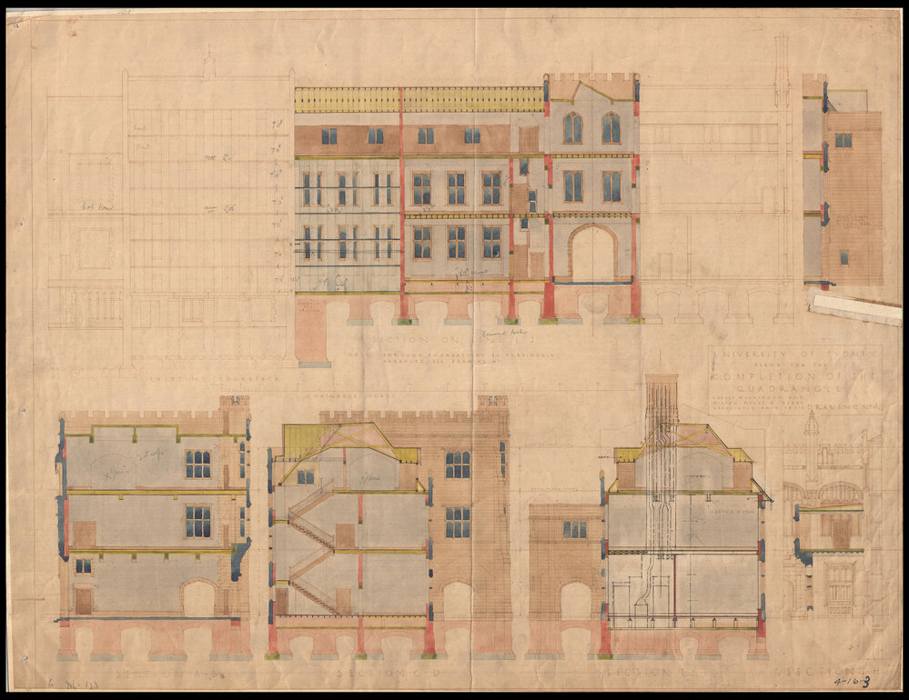 Main Building - Completion of Quadrangle - Drawing No 4 - Colour ...