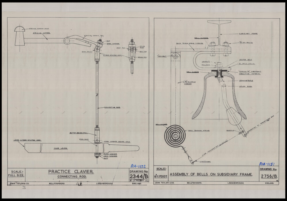 Carillon - Practice Clavier Connecting Rod and Assembly of Bells on Subsidiary Frame