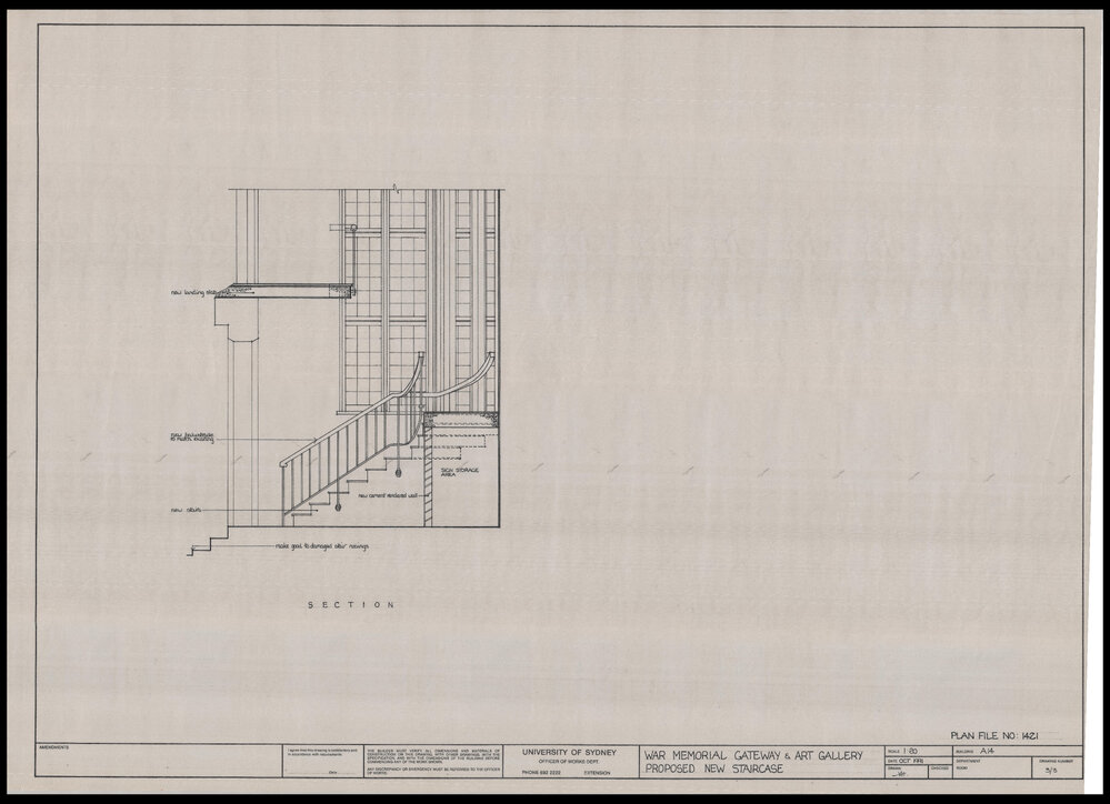 War Memorial Gateway and Art Gallery - Proposed New Staircase - Section