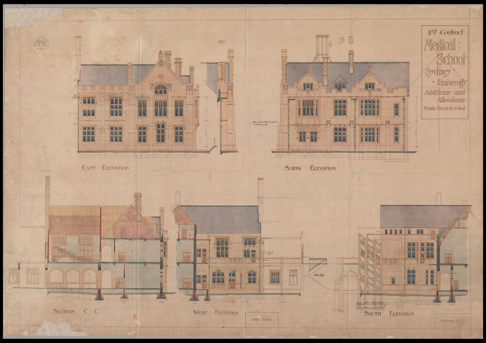 Medical School - Additions and Alterations - Elevations, Section - Cloth Copy