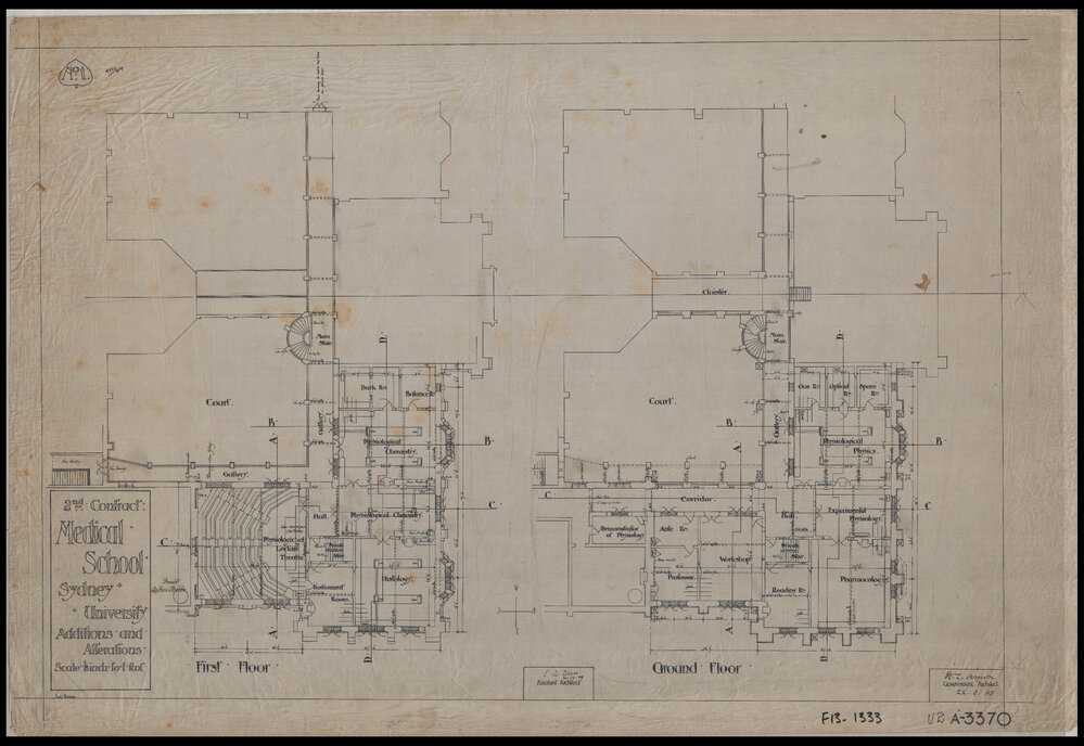 Medical School - Additions and Alterations - First Floor, Ground Floor - Cloth Copy