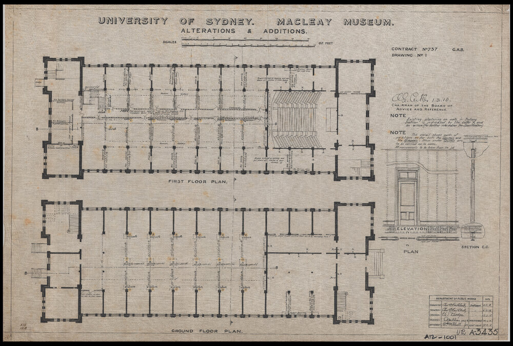 Macleay Museum - Alterations and Additions - First Floor, Ground Floor - Cloth Copy