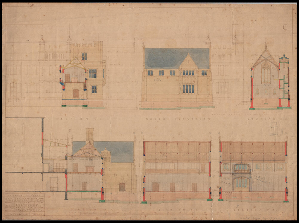 Macleay Museum - Additions for Department of Botany - Sections and North Elevation - Paper Copy