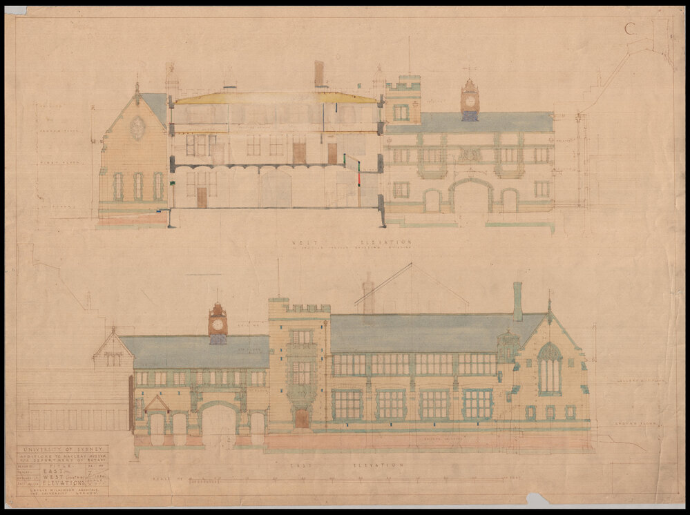 Macleay Museum - Additions for Department of Botany - East and West Elevations