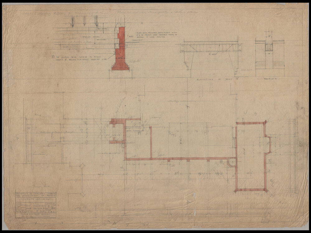 Macleay Museum - Additions for Department of Botany - Plan Immediately Above Footings