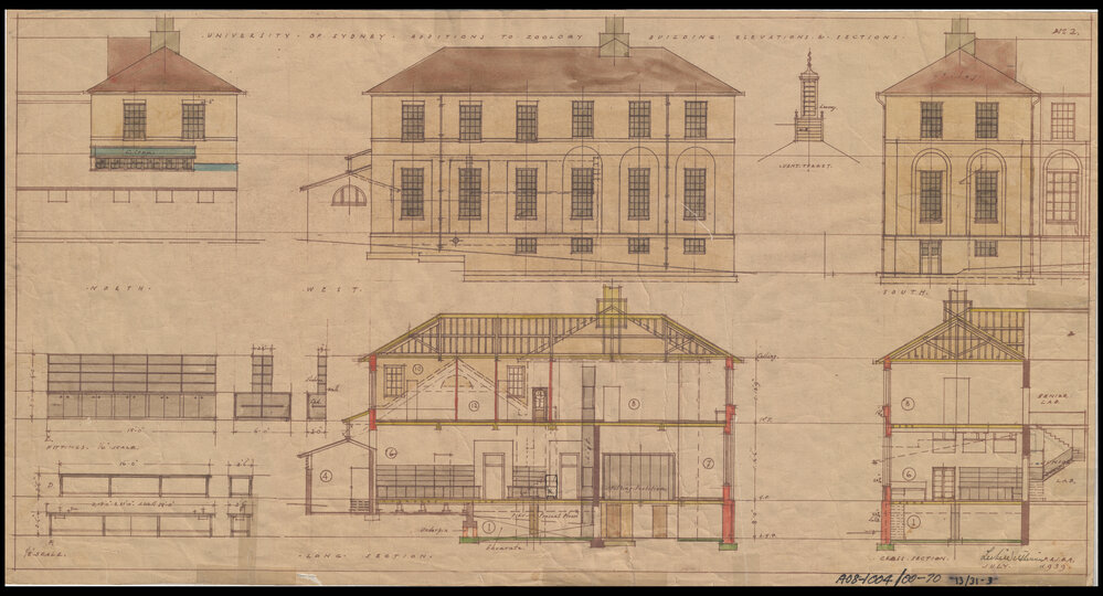 Biology Building - Zoology Building - Department of Zoology - Elevations and Sections