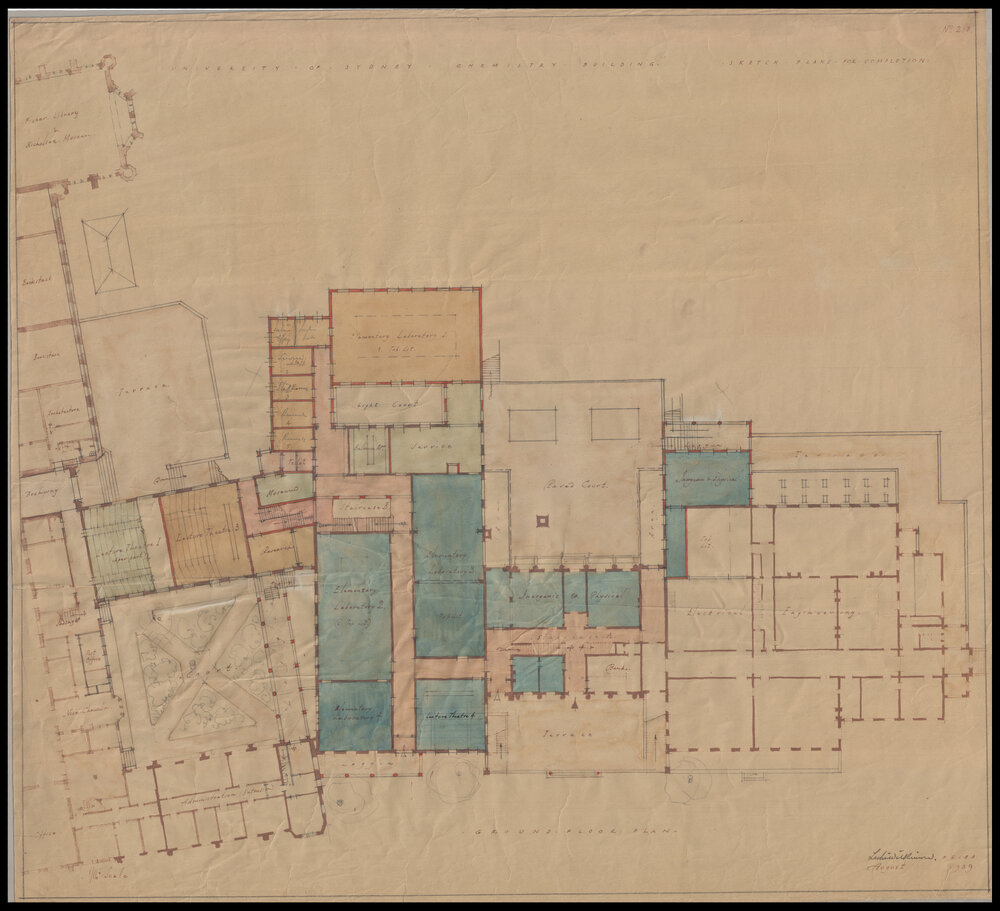 Chemical Laboratory - Badham Building - Pharmacy Building - Chemistry Building - Sketch Plans for Completion - Ground Floor