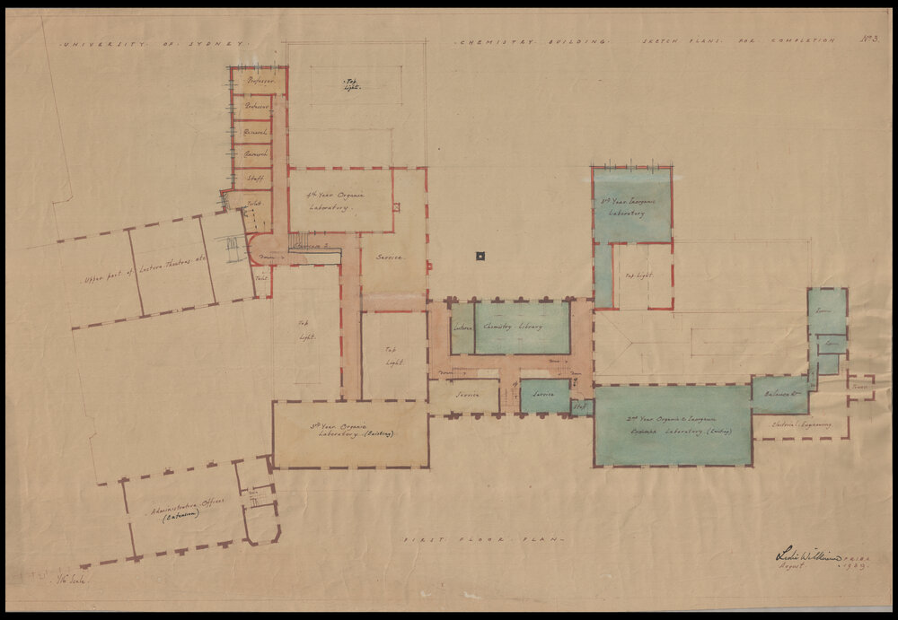 Chemical Laboratory - Badham Building - Pharmacy Building - Chemistry Building - Sketch Plans for Completion - First Floor