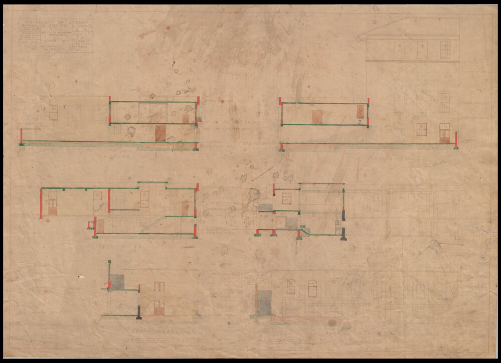 Chemical Laboratory - Pharmacy Building - Remodelling Chemistry and Physics - Sections and Elevations Metallurgy