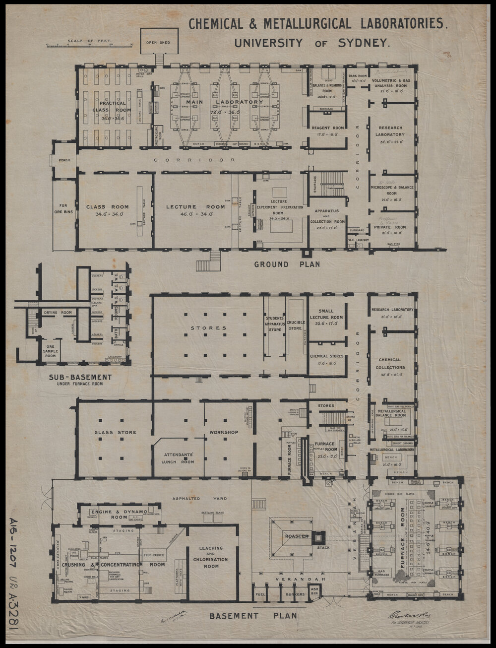 Chemical Laboratory - Pharmacy Building - Chemical and Metallurgical Laboratories - Ground and Basement