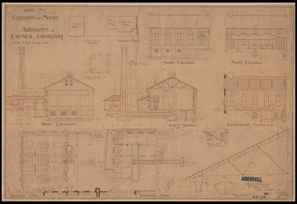 Chemical Laboratory - Pharmacy Building - Additions to Chemicals Laboratory - Sheet No 1 - Paper Copy