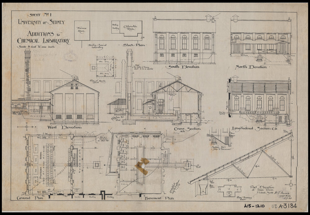 Chemical Laboratory - Pharmacy Building - Additions to Chemicals Laboratory - Sheet No 1 - Cloth Copy