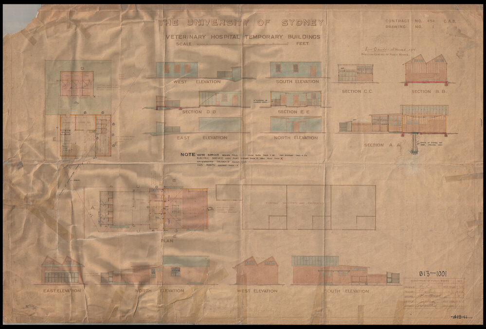 Veterinary School - Veterinary Science - Veterinary Hospital Temporary Building - Drawing No 1