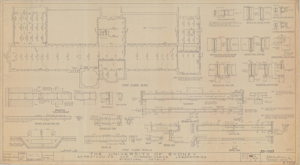 Engineering Building - John Woolley Building - Aerodynamics and Hydrodynamics Laboratories - Structural Details - First Floor