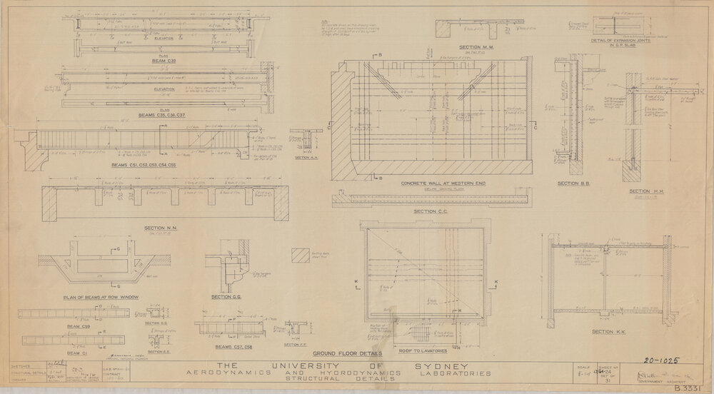 Engineering Building - John Woolley Building - Aerodynamics and Hydrodynamics Laboratories - Structural Details - Ground Floor Details