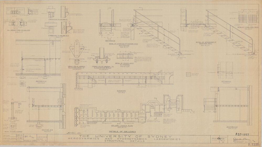 Engineering Building - John Woolley Building - Aerodynamics and Hydrodynamics Laboratories - Structural Details - Details of Galleries