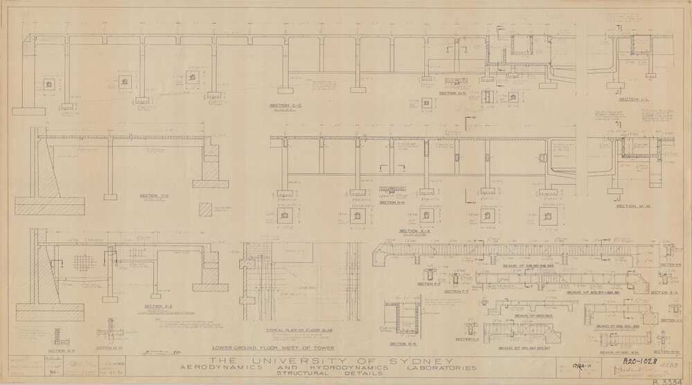 Engineering Building - John Woolley Building - Aerodynamics and Hydrodynamics Laboratories - Structural Details - Lower Ground Floor West of Tower