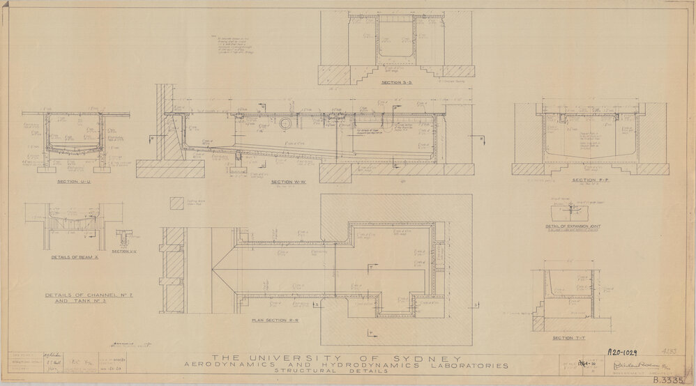 Engineering Building - John Woolley Building - Aerodynamics and Hydrodynamics Laboratories - Structural Details - Details of Channel No 2 and Tank No 3