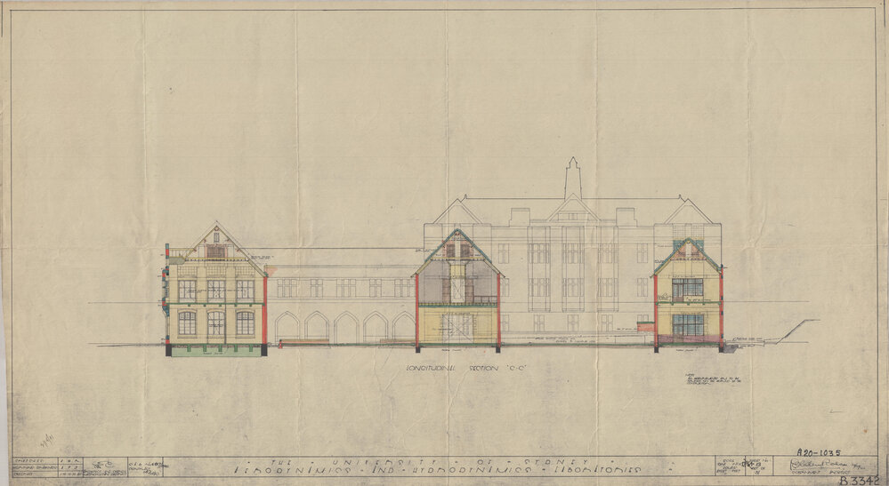 Engineering Building - John Woolley Building - Aerodynamics and Hydrodynamics Laboratories - Longitudinal Section CC - Colour