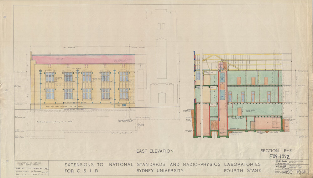 National Standards and Radio-Physics Laboratories for Council for Scientific and Industrial Research (CSIR) - Extensions - East Elevation and Section E