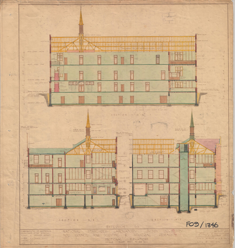 National Standards Laboratory for Council for Scientific and Industrial Research (CSIR) - Sectional Elevations - Sections G, E and F
