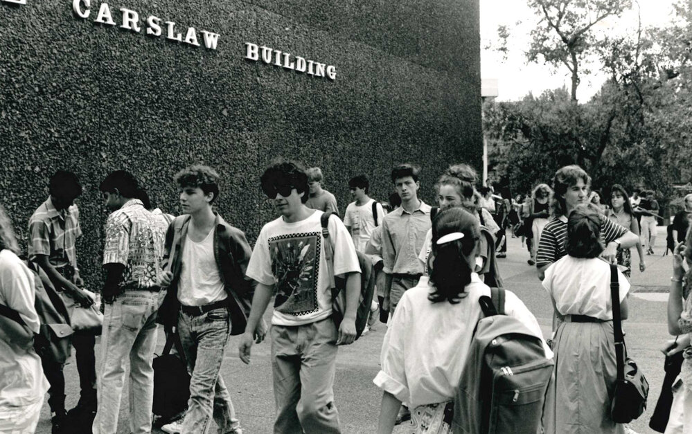 Students Walking Past Carslaw Building