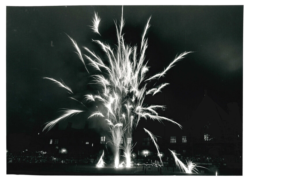 Audience Watching Fireworks on the Quadrangle Front Lawns