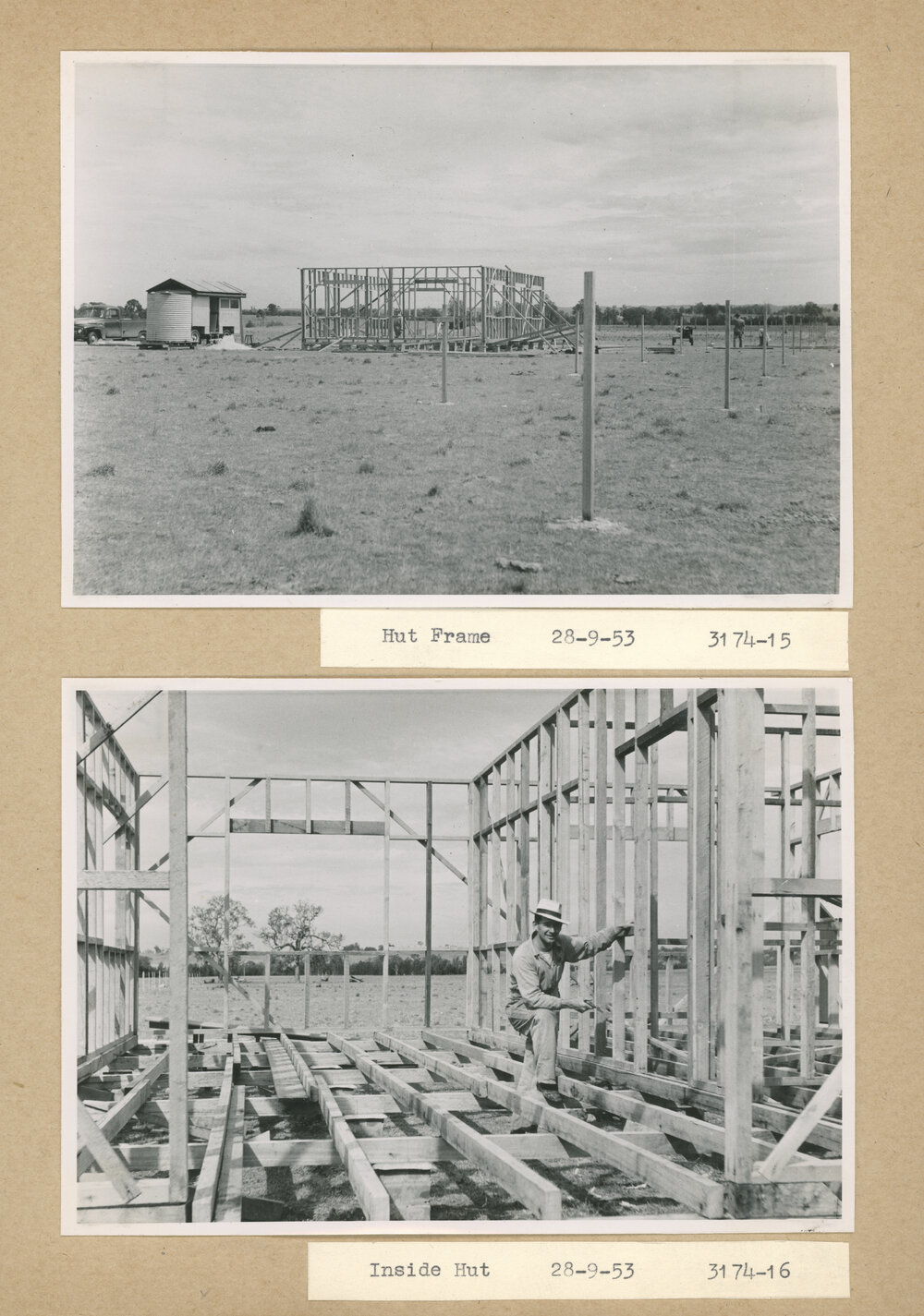 Construction of the Fleurs Cross and Radioastronomy Field Station - Hut Frame and Inside Hut