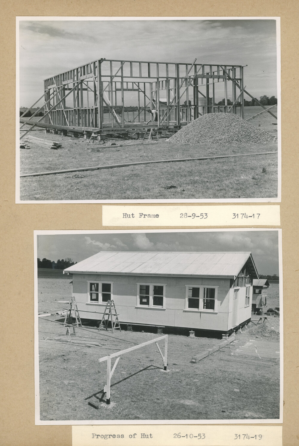 Construction of the Fleurs Cross and Radioastronomy Field Station - Hut Frame and Progress of Hut