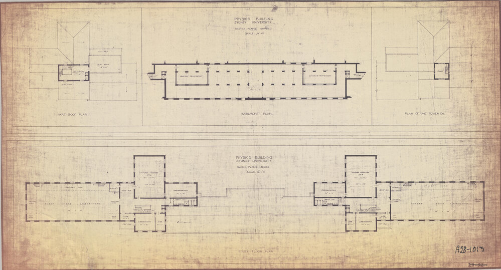 Physics Building - Part Roof, Basement, Tower and First Floor