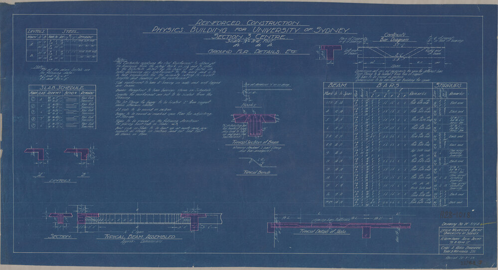 Physics Building - Reinforced Construction - Section 3 - Drawing No 3194