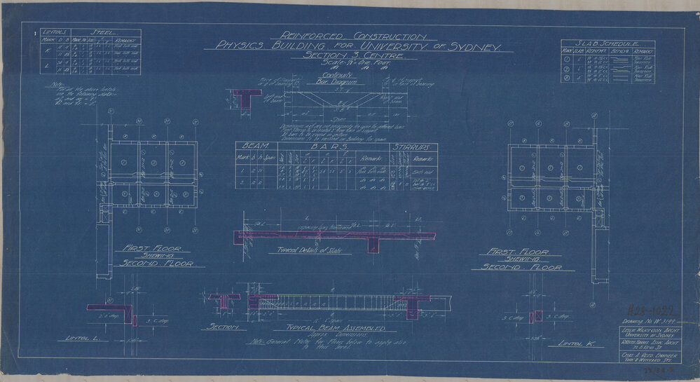 Physics Building - Reinforced Construction - Section 3 - Drawing No 3199