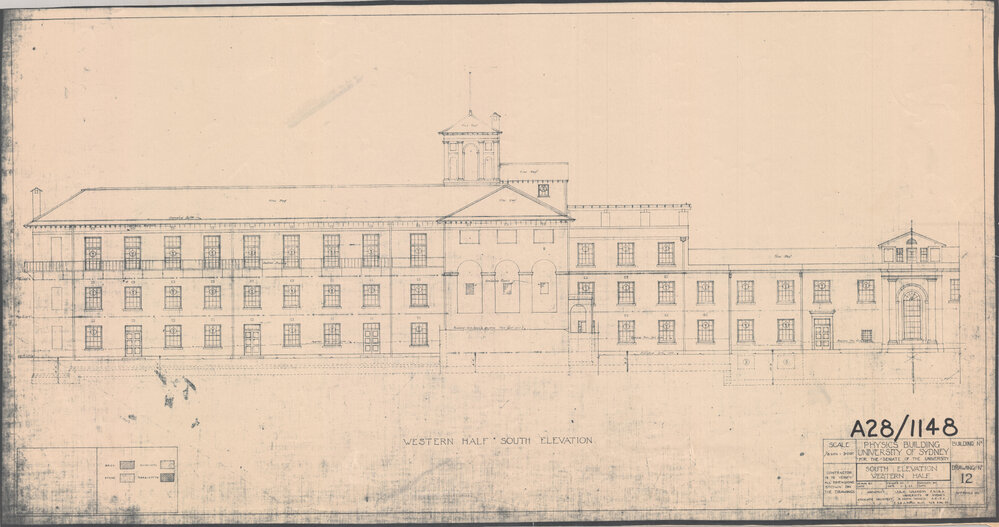 Physics Building - South Elevation - Western Half