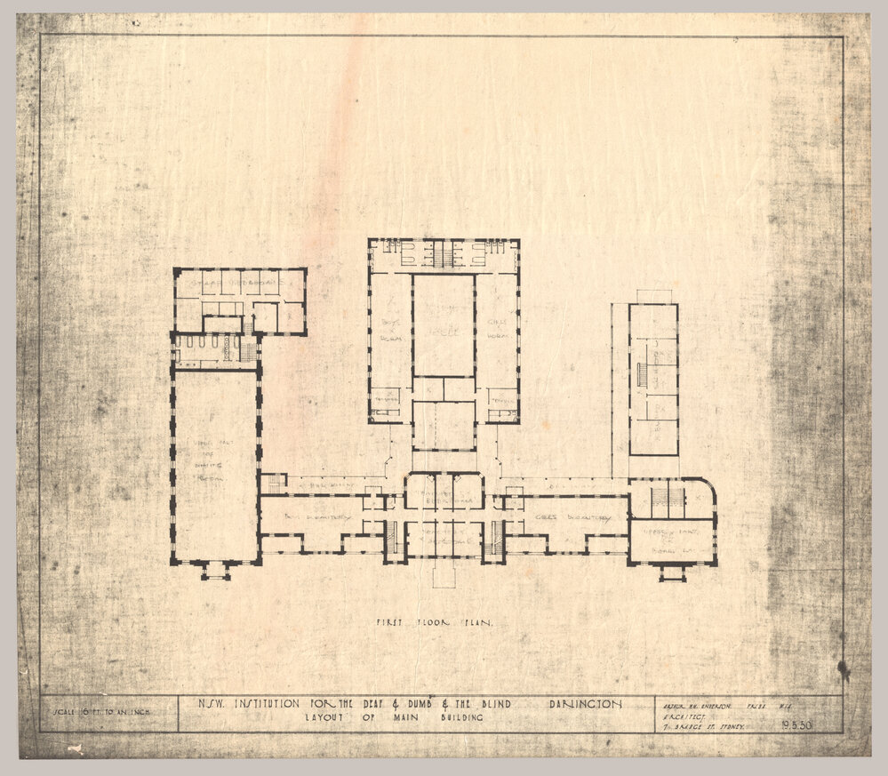 NSW Institution for the Deaf and Dumb and the Blind - Institute Building - Layout of Main Building - First Floor