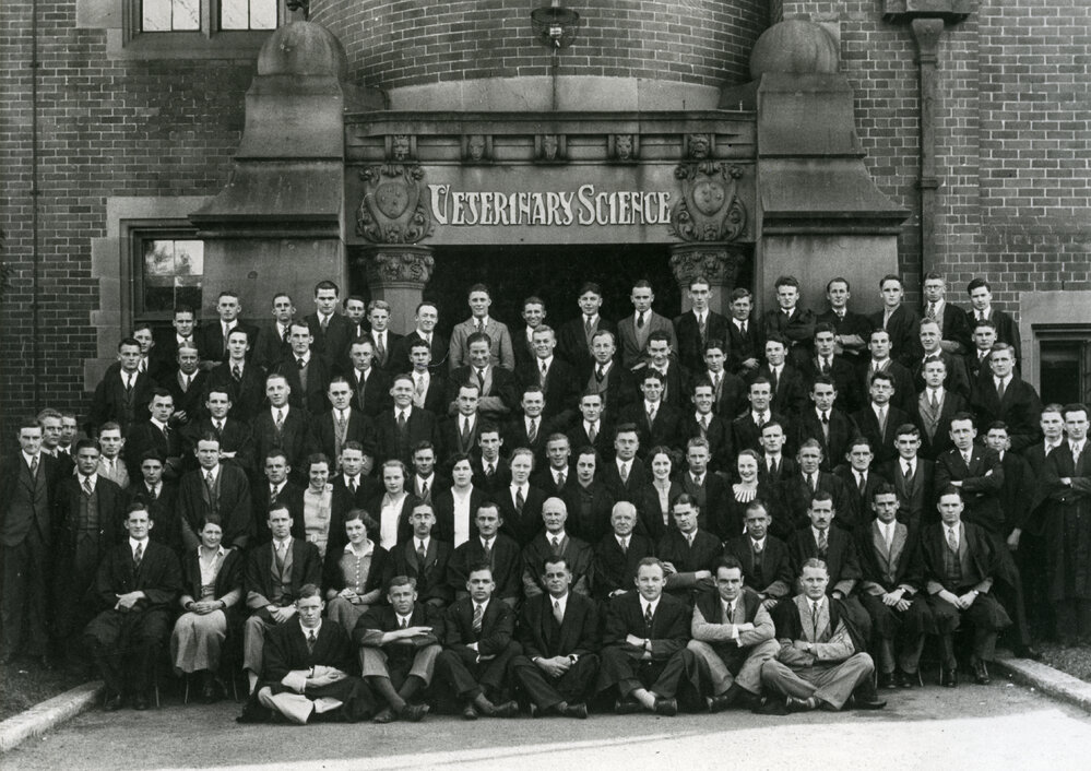 Veterinary Science Staff and Students Outside Veterinary Science Building